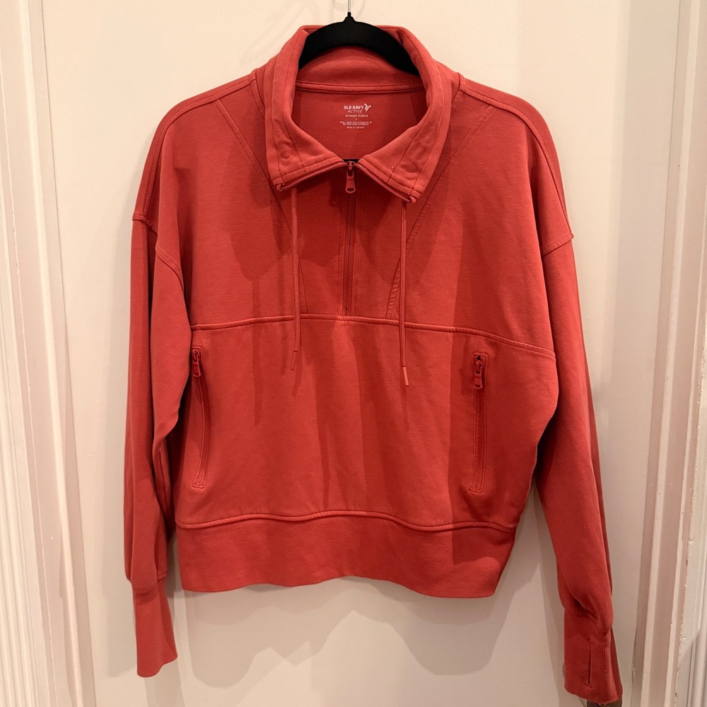 Old Navy‎ Active Dynamic Fleece Half Zip Sweatshirt Large Terracotta Athleisure